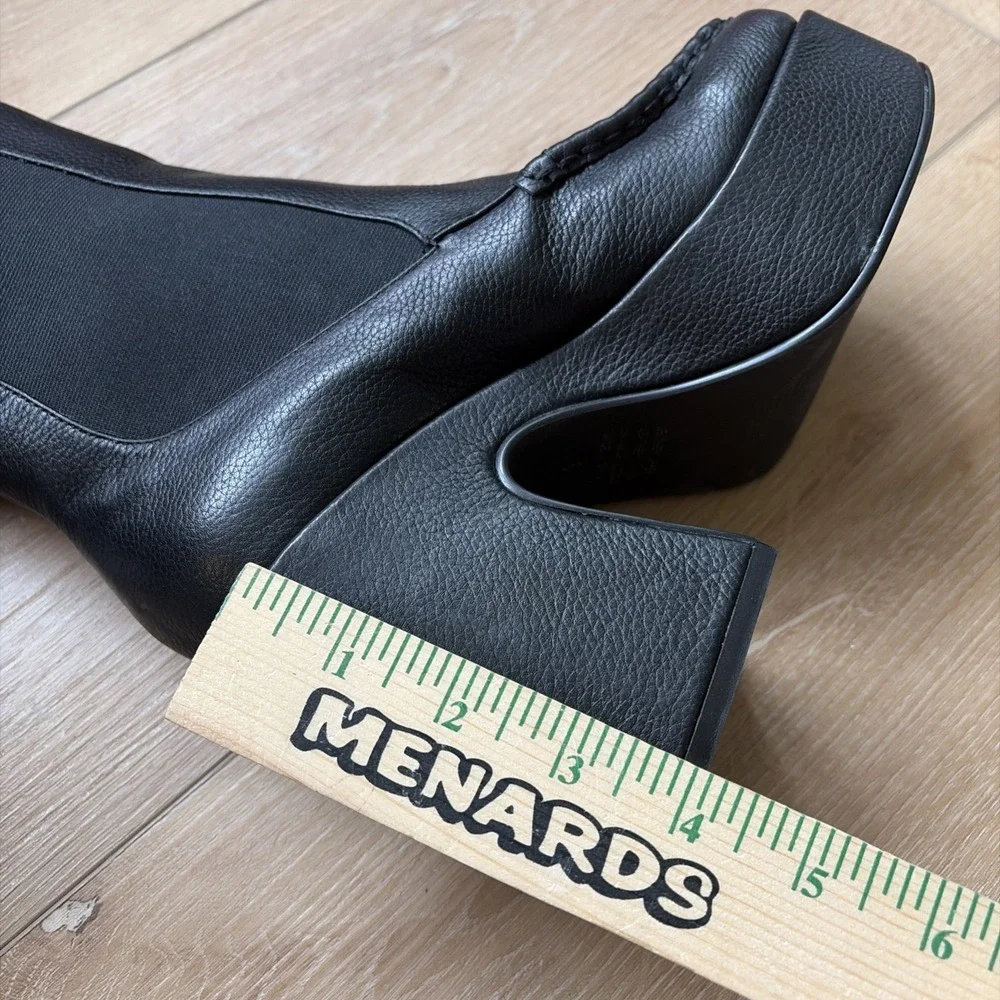 Intentionally Blank Celeste Leather Chelsea Platform Boots Sz 6‎ Black Y2K Style